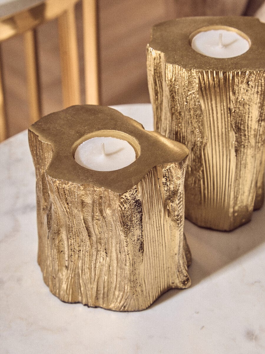 Hamilton Interiors Accessories Akola Set Of Two Gold Tealight Holders House of Isabella UK