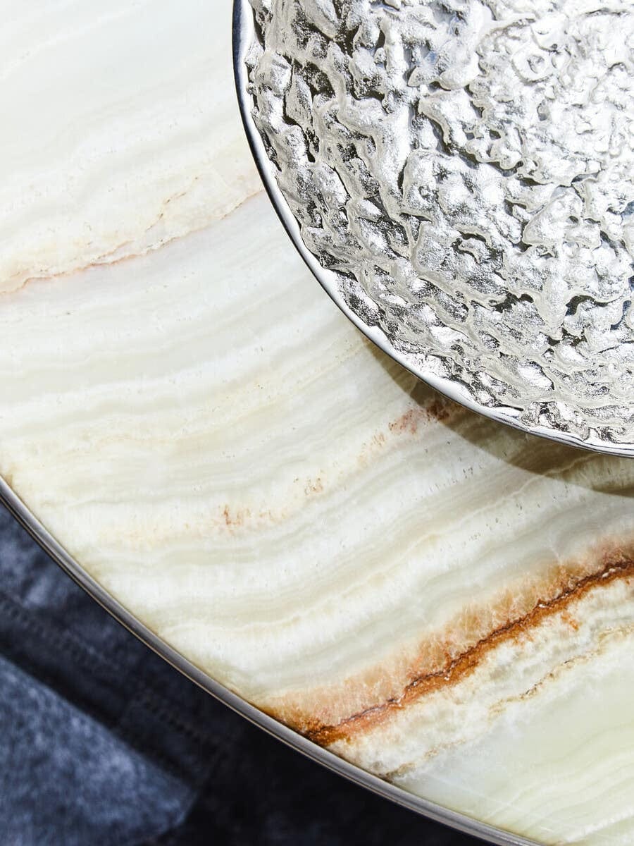 Hamilton Interiors Accessories Akola Silver Textured Decorative Bowl House of Isabella UK