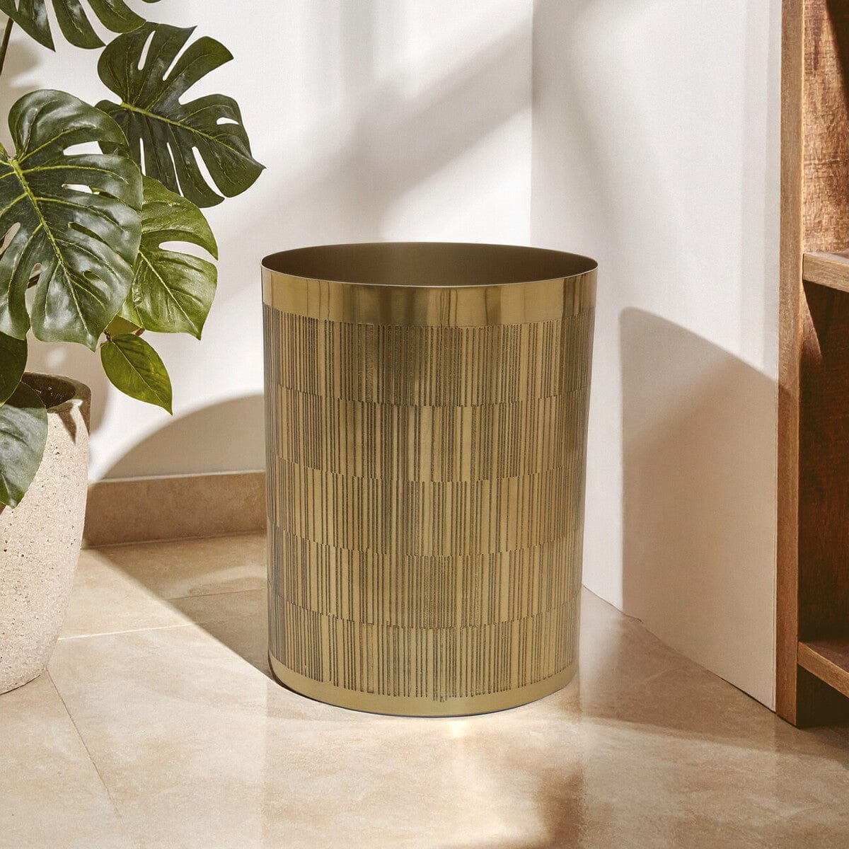 Hamilton Interiors Accessories Allegra Gold Finish Aluminium Round Waste Bin House of Isabella UK