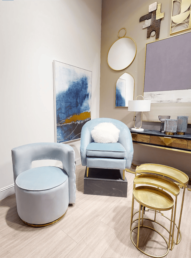 Hamilton Interiors Accessories Astratto Blue and Gold Wall Art House of Isabella UK