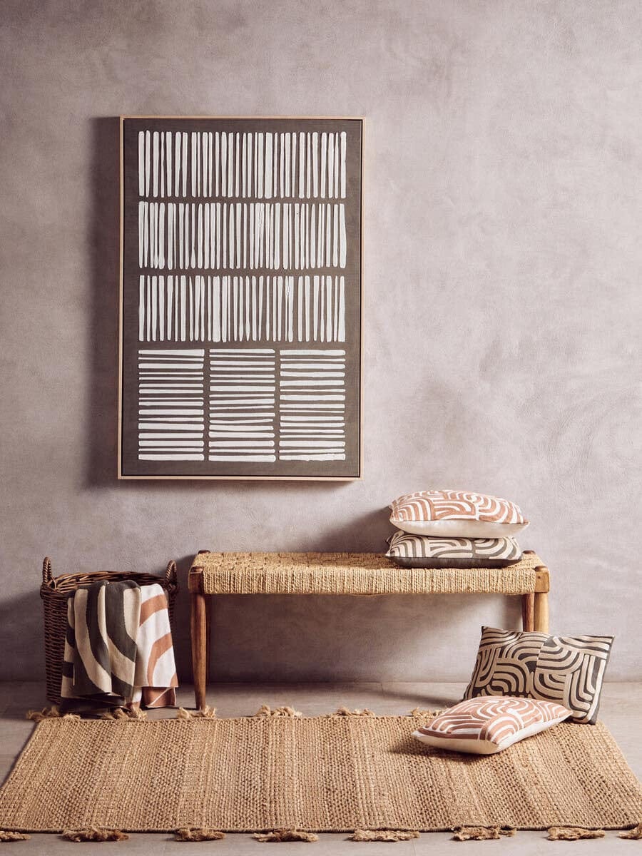 Hamilton Interiors Accessories Astratto Green and Natural Textured Canvas Wall Art House of Isabella UK