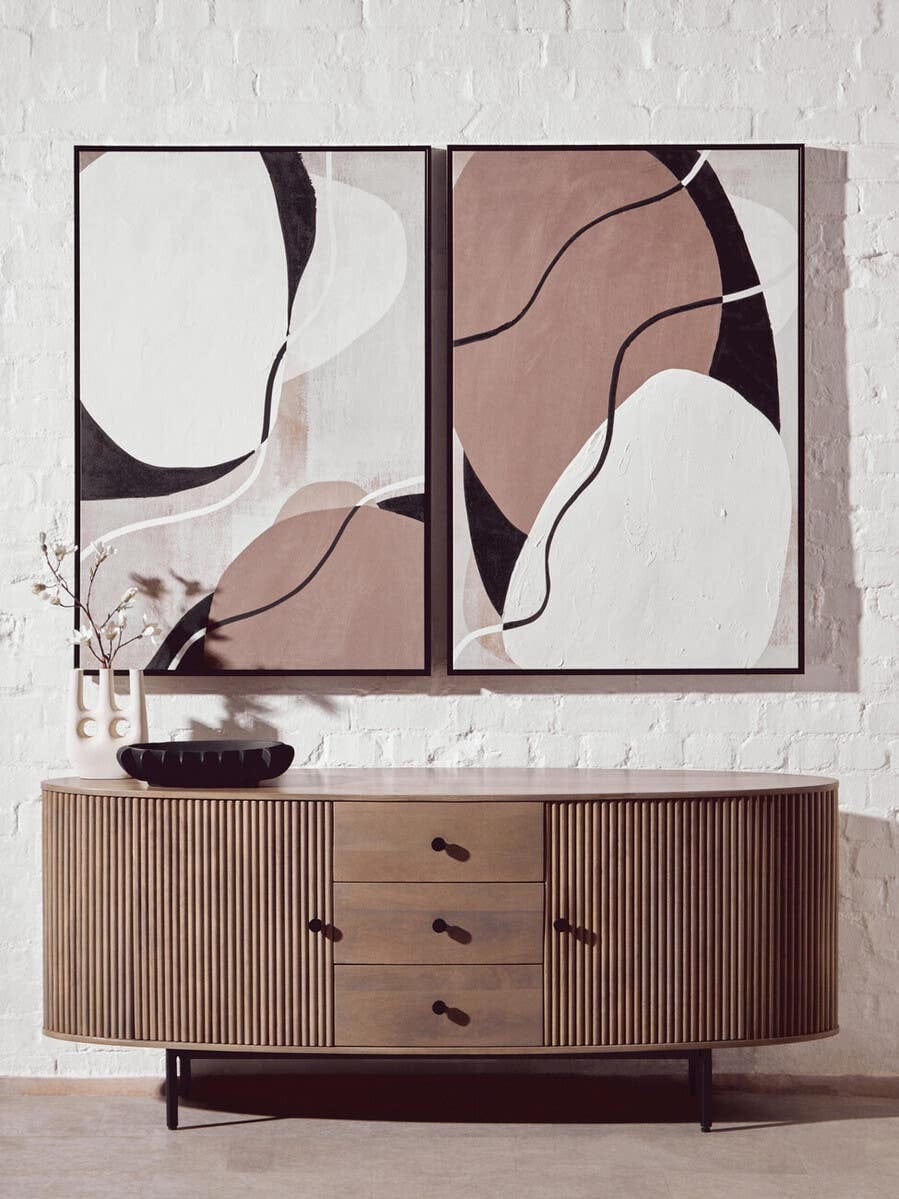 Hamilton Interiors Accessories Astratto Set of 2 Abstract Earthy Tones Canvas Wall Art House of Isabella UK