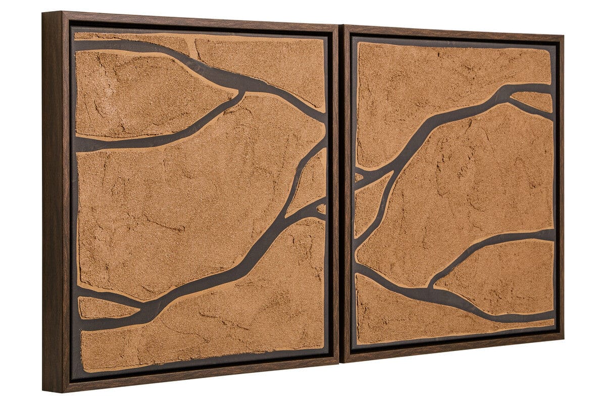 Hamilton Interiors Accessories Astratto Set Of 2 Brown and Black Textured Wall Art House of Isabella UK