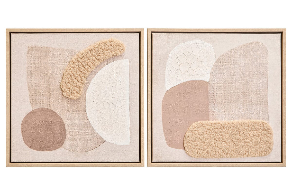 Hamilton Interiors Accessories Astratto Set Of 2 Natural Textured Wall Art House of Isabella UK