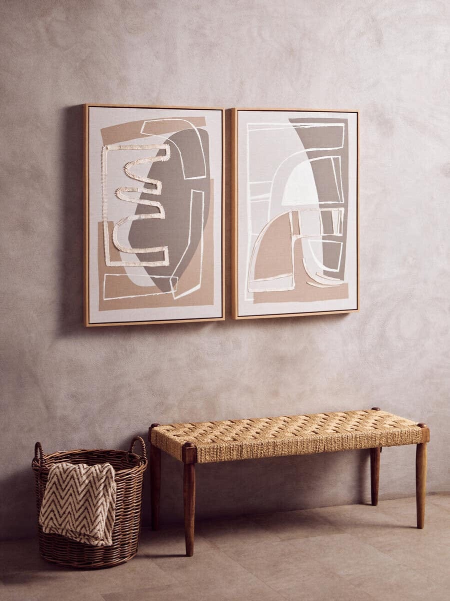Hamilton Interiors Accessories Astratto Set of 2 Neutral Abstract Canvas Wall Art House of Isabella UK