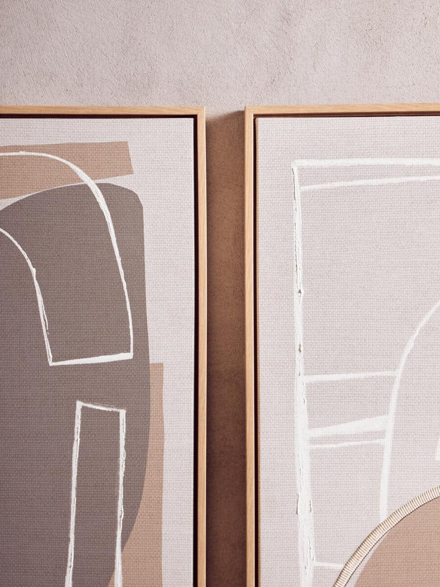 Hamilton Interiors Accessories Astratto Set of 2 Neutral Abstract Canvas Wall Art House of Isabella UK