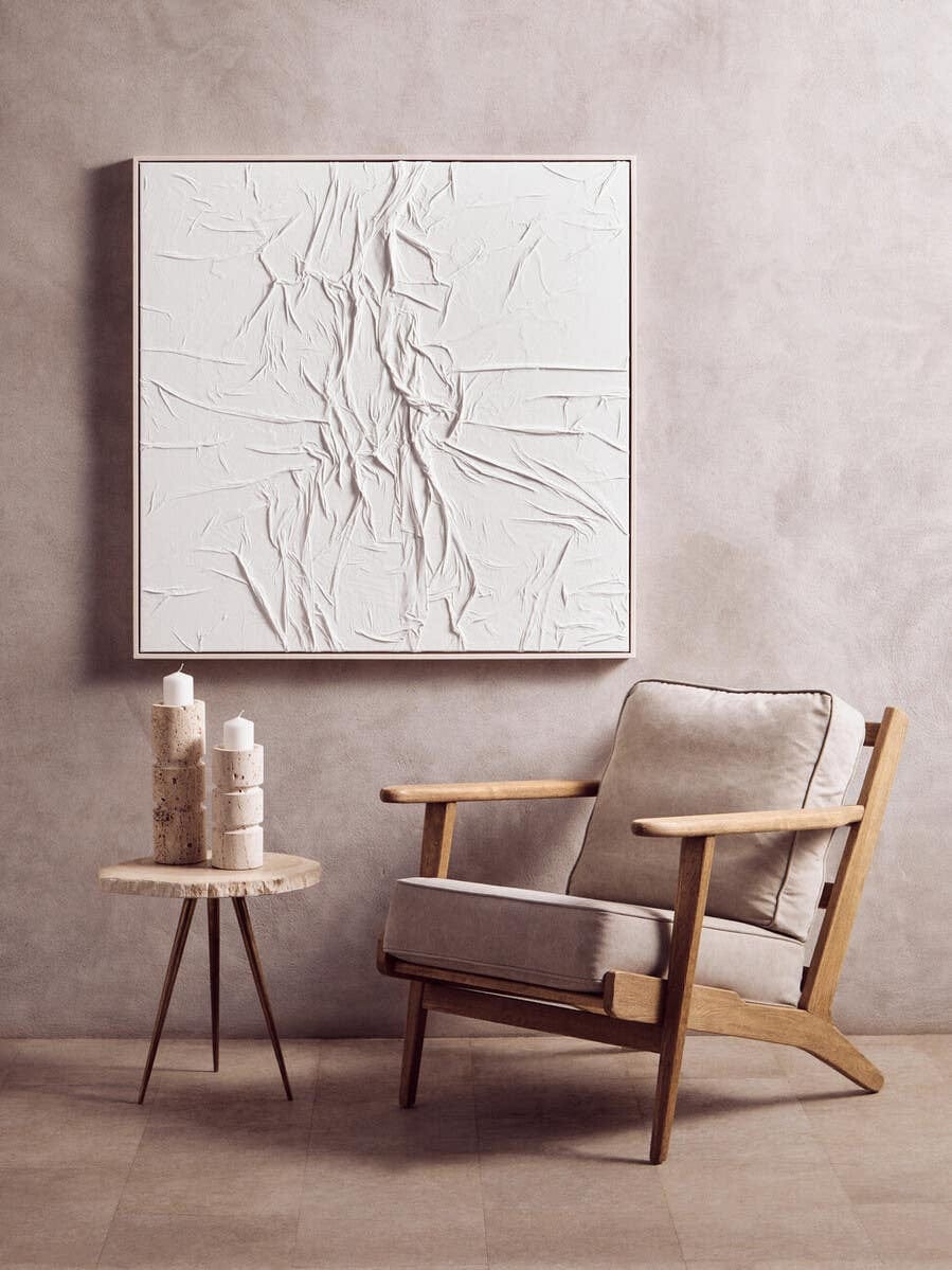 Hamilton Interiors Accessories Astratto White Hand Painted Sculptural Fabric Wall Art House of Isabella UK