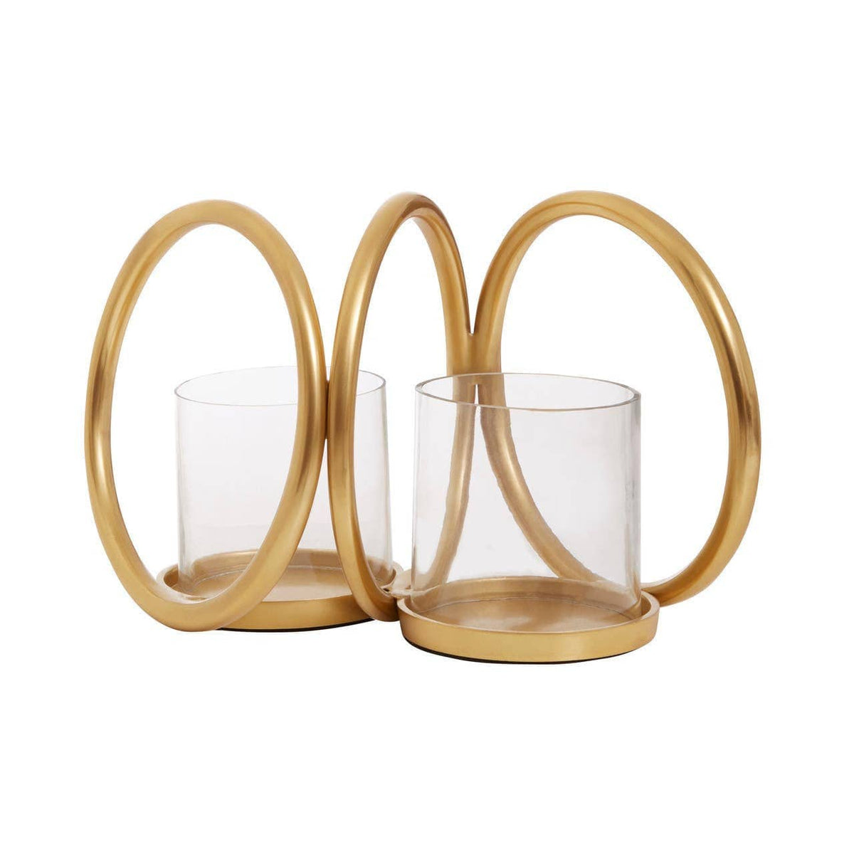 Hamilton Interiors Accessories Aura Small Gold Finish Double Candle Holder. House of Isabella UK