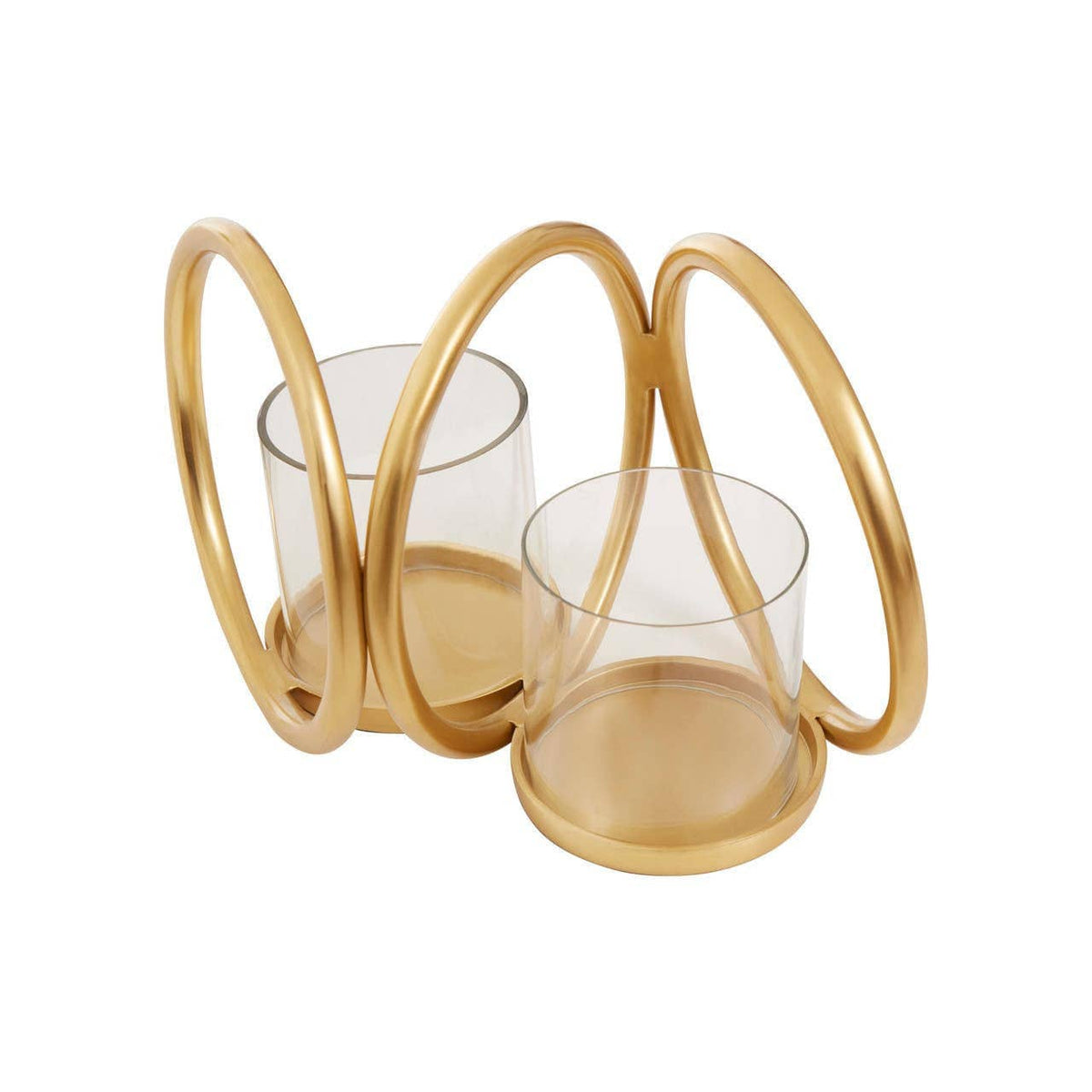 Hamilton Interiors Accessories Aura Small Gold Finish Double Candle Holder. House of Isabella UK