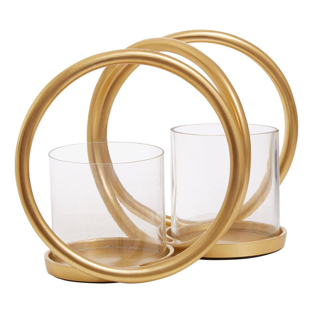Hamilton Interiors Accessories Aura Small Gold Finish Double Candle Holder. House of Isabella UK