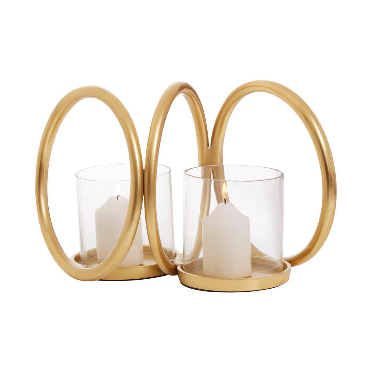 Hamilton Interiors Accessories Aura Small Gold Finish Double Candle Holder. House of Isabella UK