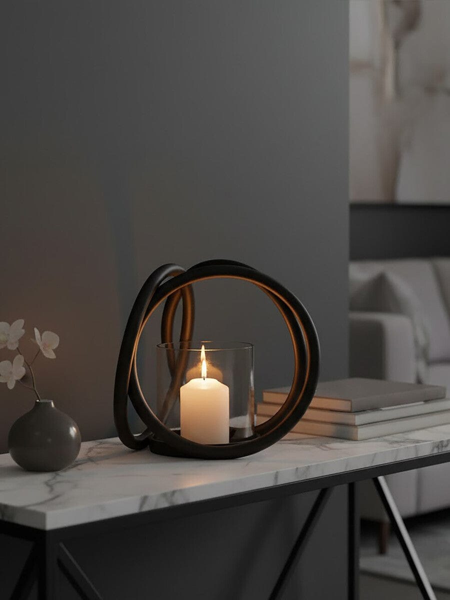 Hamilton Interiors Accessories Aura Small Matte Black Finish Candle Holder House of Isabella UK
