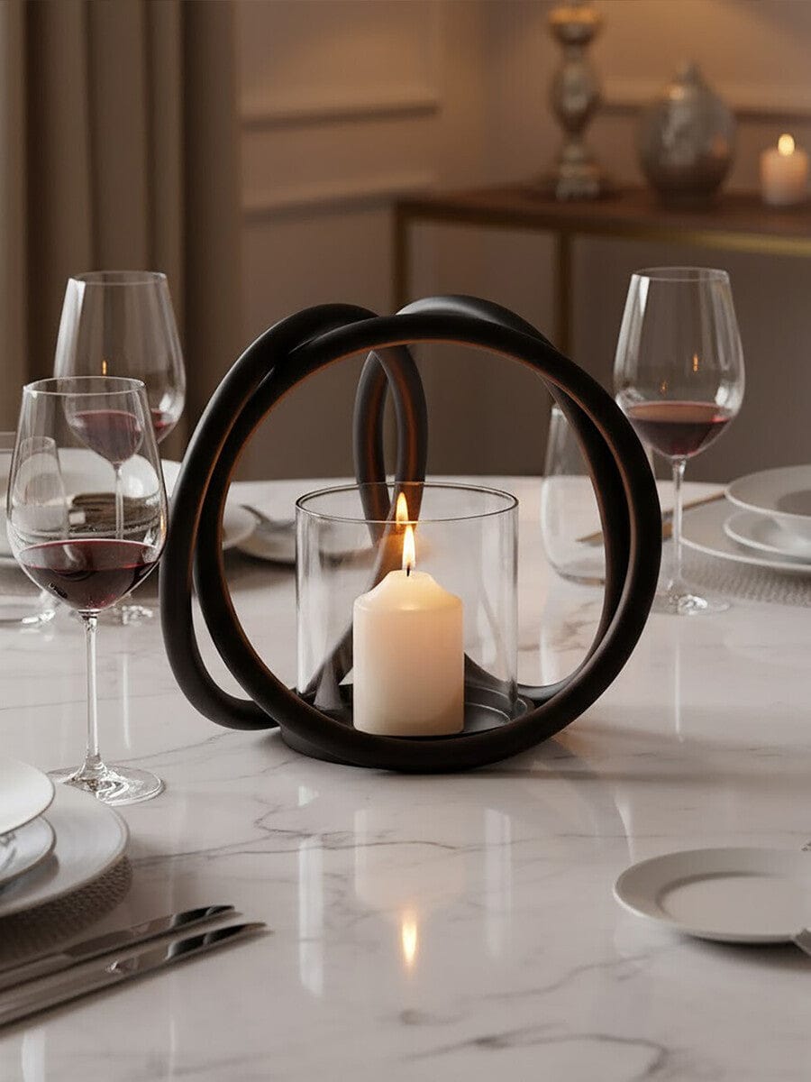 Hamilton Interiors Accessories Aura Small Matte Black Finish Candle Holder House of Isabella UK