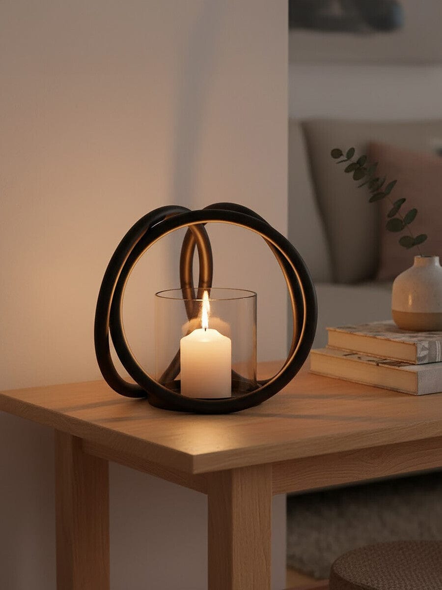 Hamilton Interiors Accessories Aura Small Matte Black Finish Candle Holder House of Isabella UK