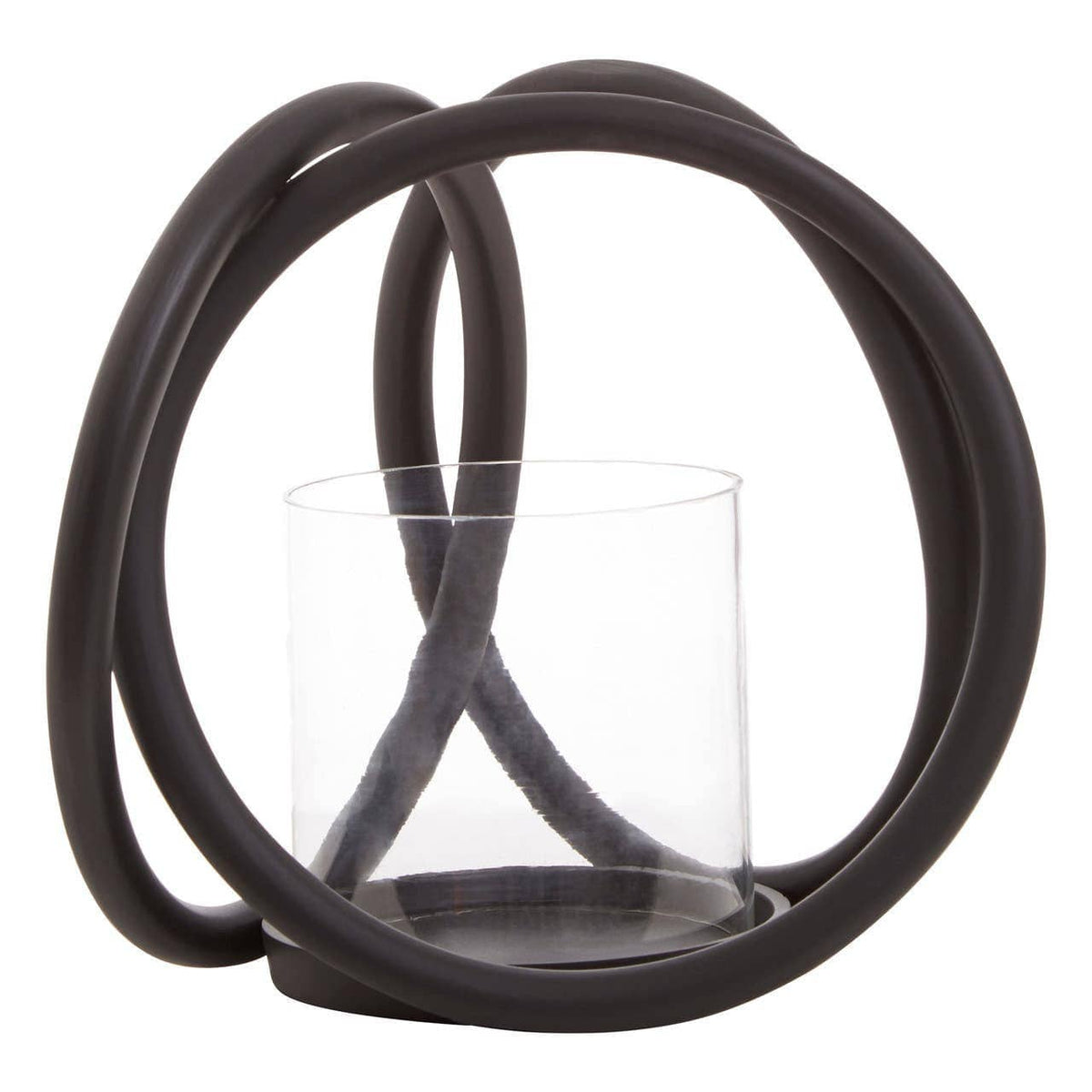 Hamilton Interiors Accessories Aura Small Matte Black Finish Candle Holder House of Isabella UK