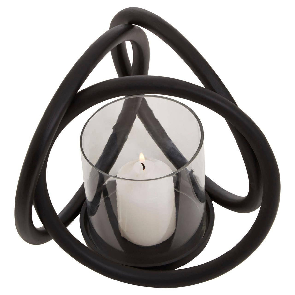 Hamilton Interiors Accessories Aura Small Matte Black Finish Candle Holder House of Isabella UK
