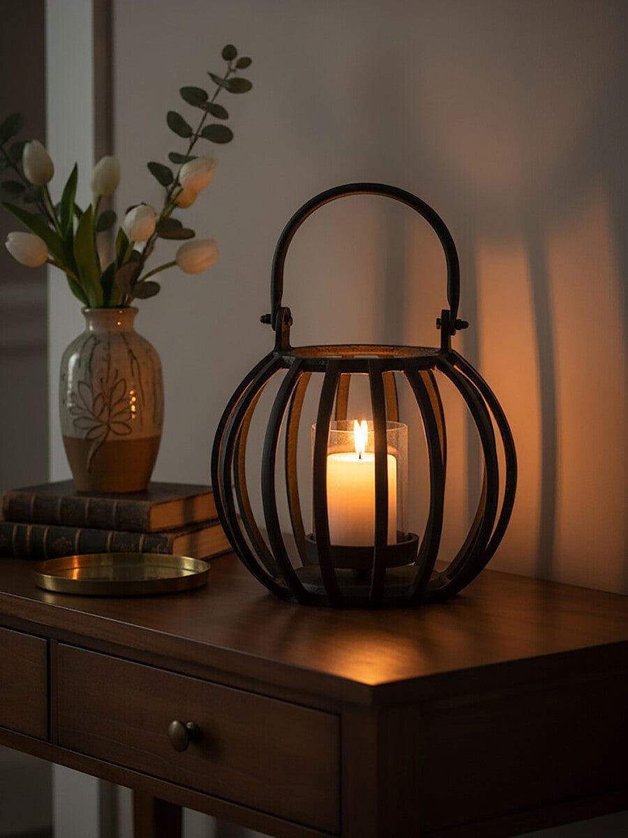 Hamilton Interiors Accessories Aura Small Matte Black Finish Lantern House of Isabella UK