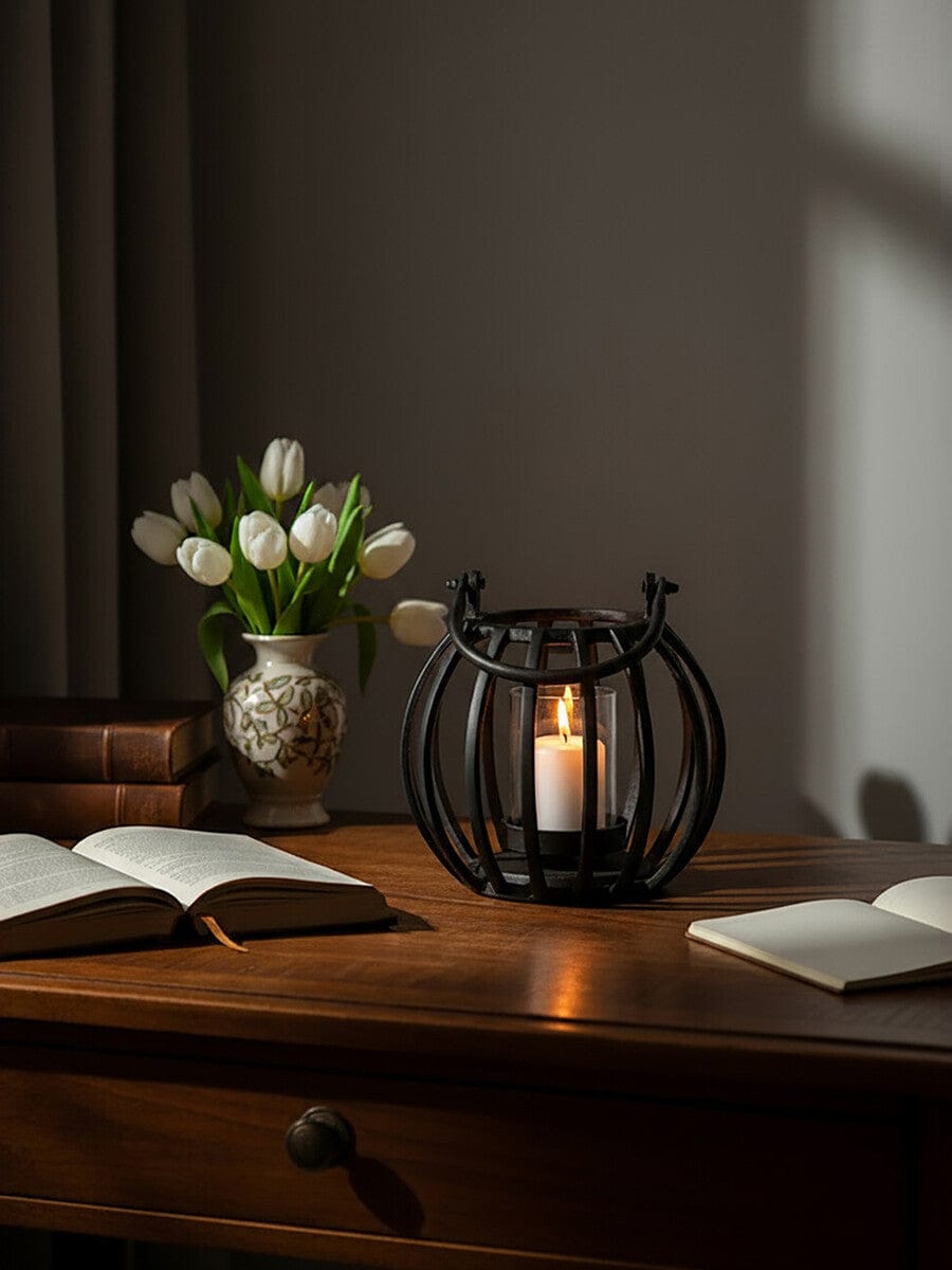 Hamilton Interiors Accessories Aura Small Matte Black Finish Lantern House of Isabella UK