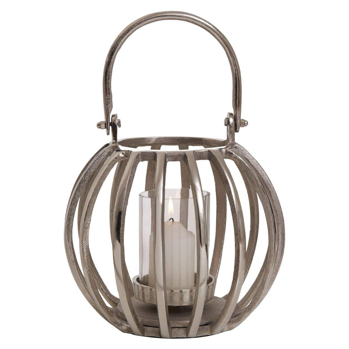 Hamilton Interiors Accessories Aura Small Silver Finish Lantern House of Isabella UK