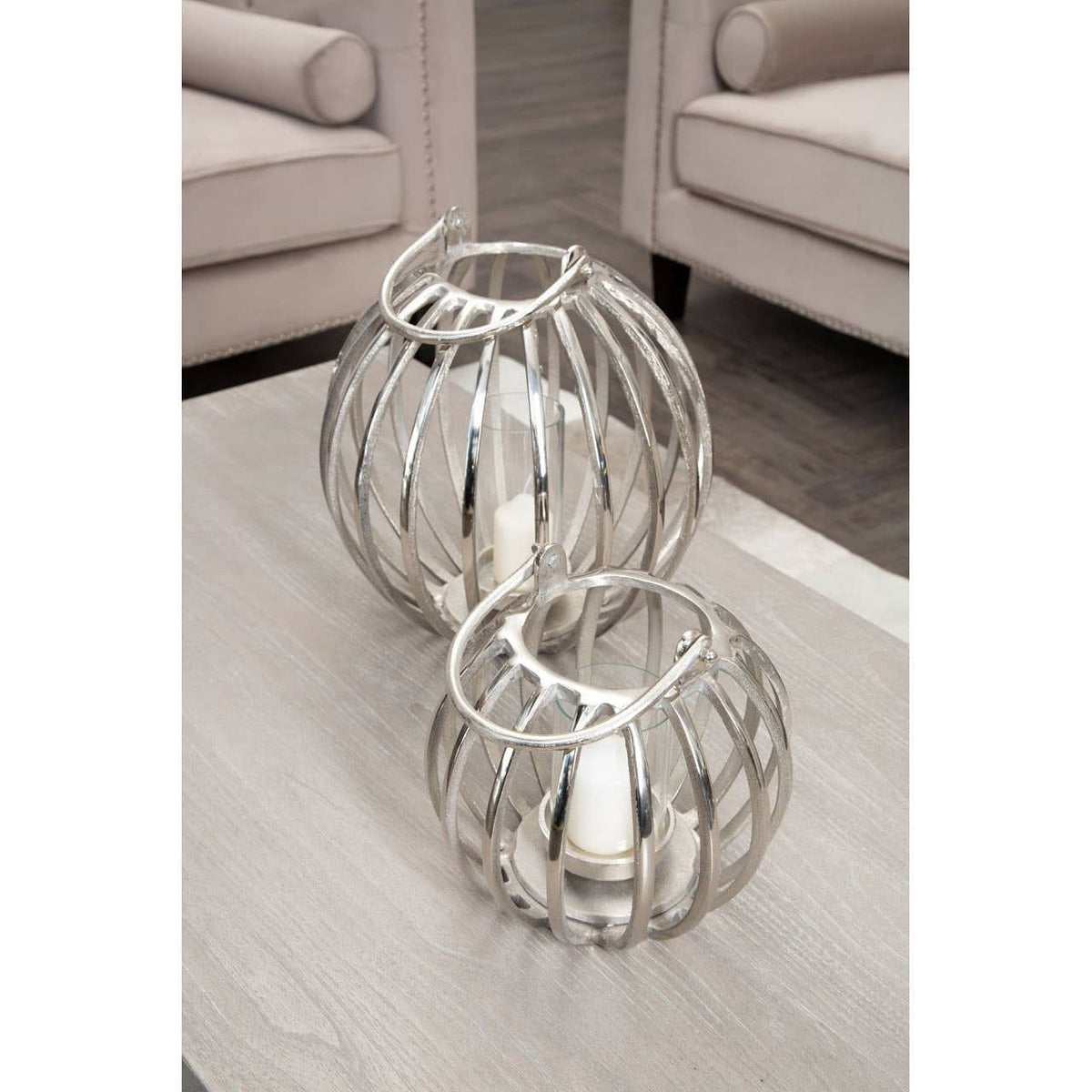 Hamilton Interiors Accessories Aura Small Silver Finish Lantern House of Isabella UK