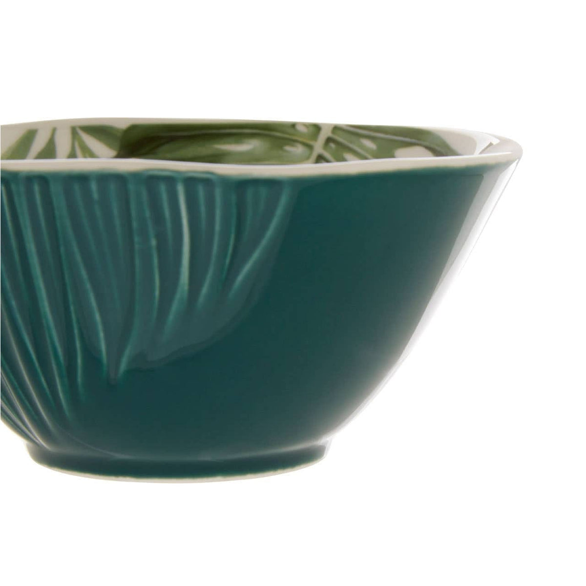 Hamilton Interiors Accessories Bali Dark Green Small Salad Bowl with Leaf Design House of Isabella UK