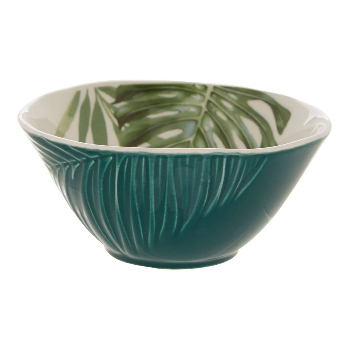 Hamilton Interiors Accessories Bali Dark Green Small Salad Bowl with Leaf Design House of Isabella UK