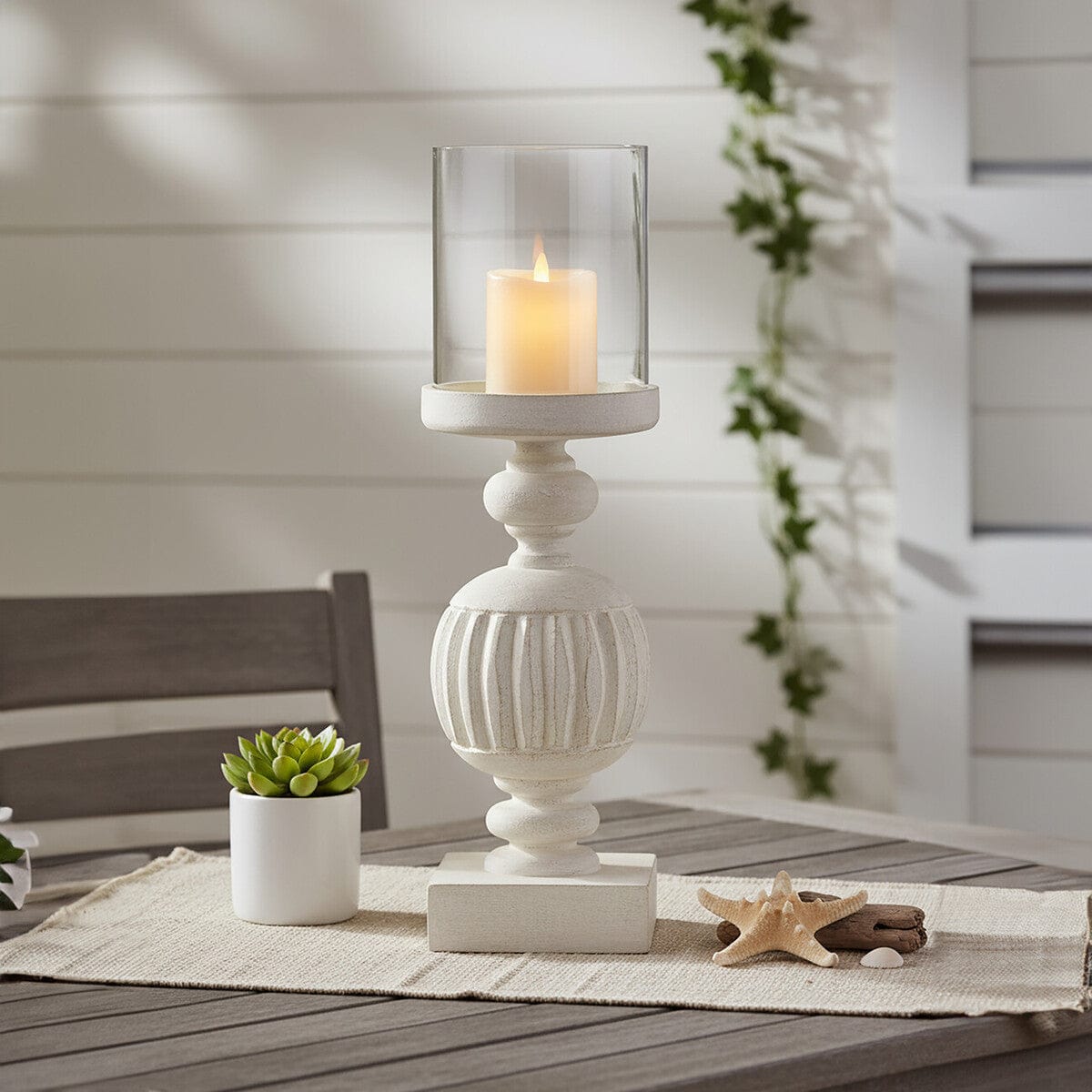 Hamilton Interiors Accessories Bati Mango Wood Carved Candle Holder House of Isabella UK