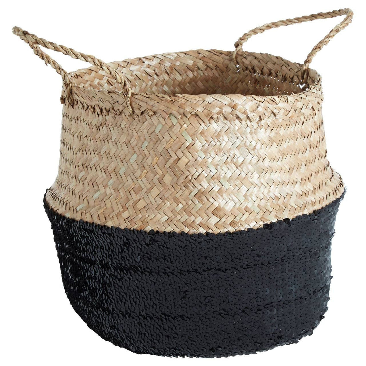 Hamilton Interiors Accessories Black And Natural Medium Seagrass Basket House of Isabella UK