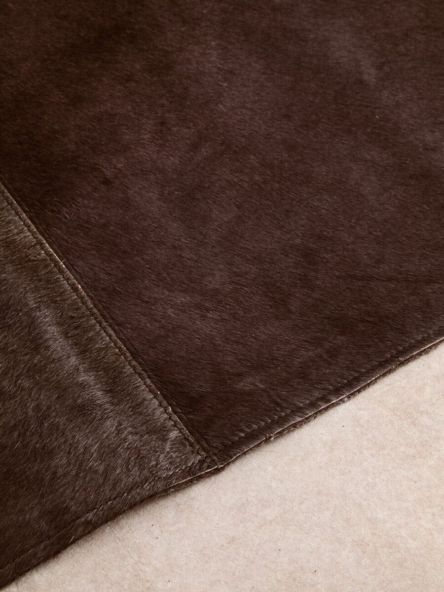 Hamilton Interiors Accessories Bosie Safira Large Deco Black And Grey Hair on Leather Rug House of Isabella UK