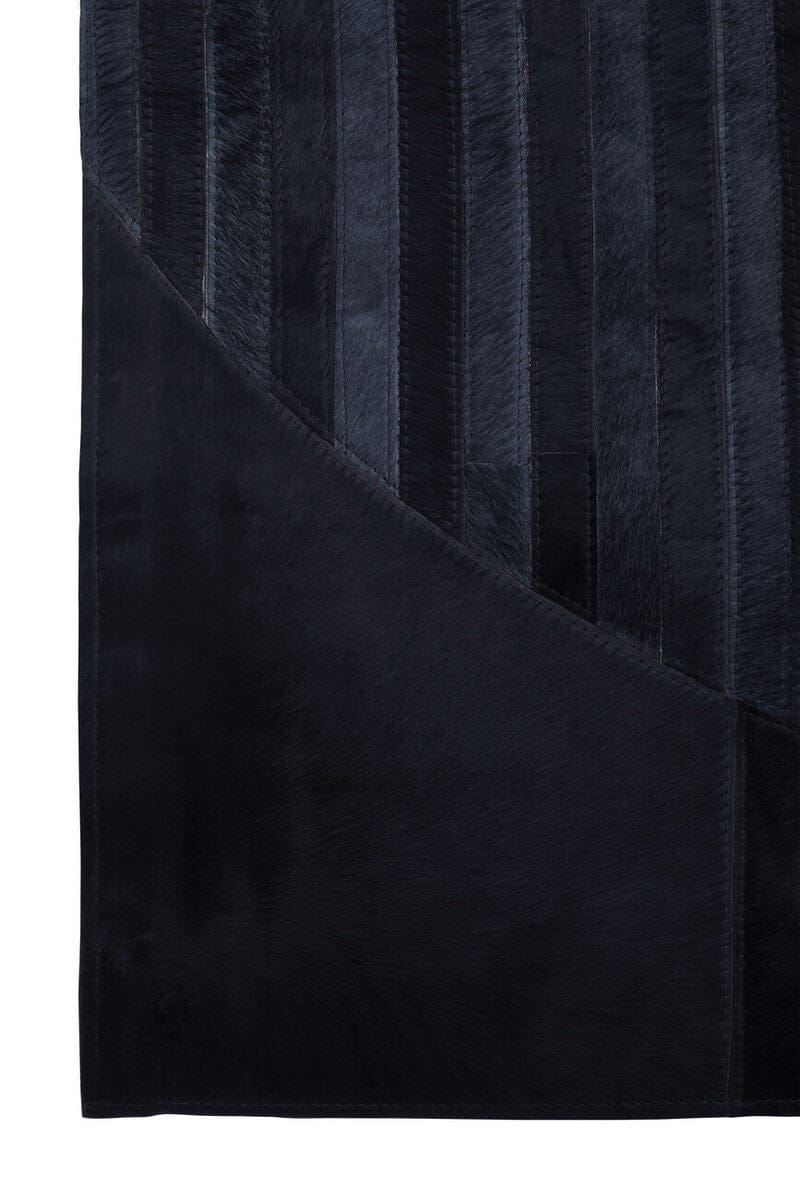 Hamilton Interiors Accessories Bosie Safira Large Deco Black And Grey Hair on Leather Rug House of Isabella UK