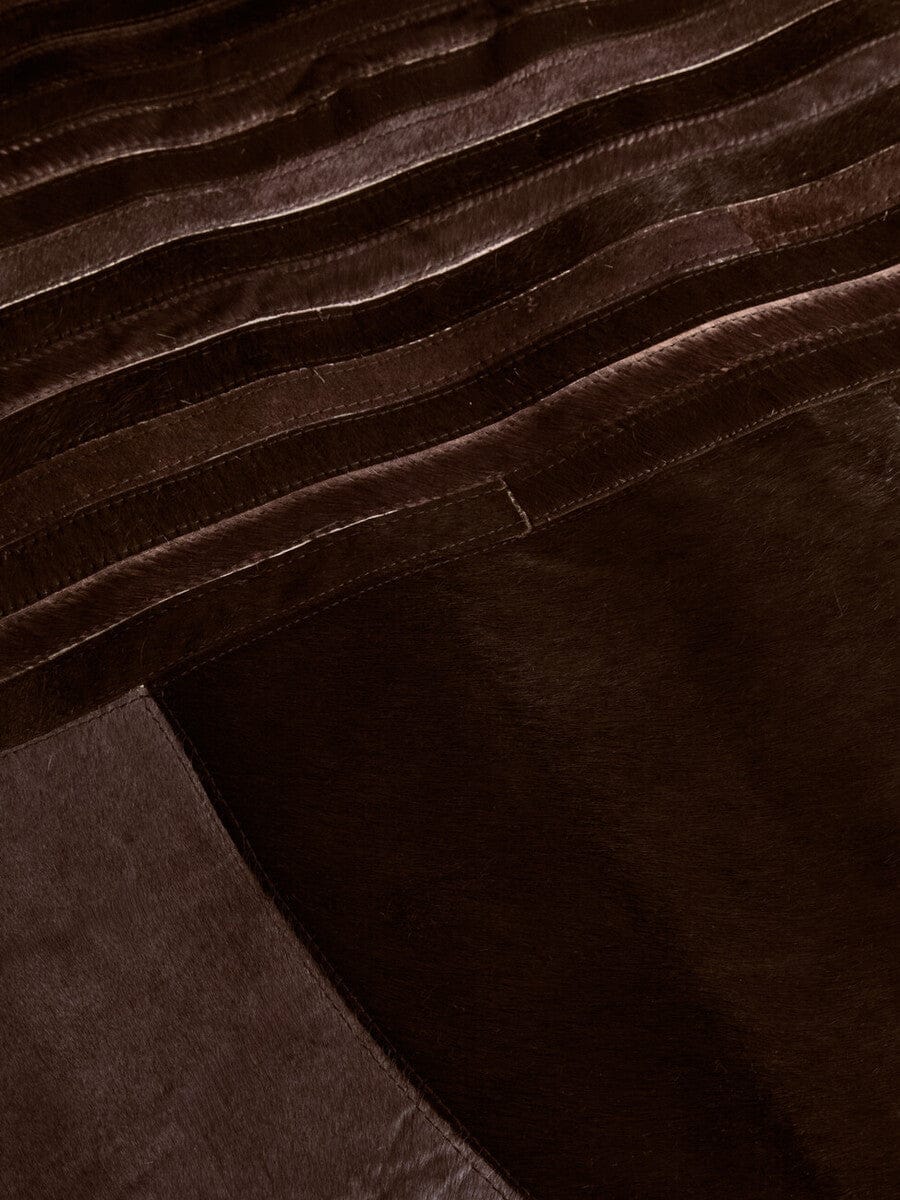 Hamilton Interiors Accessories Bosie Safira Large Deco Black And Grey Hair on Leather Rug House of Isabella UK
