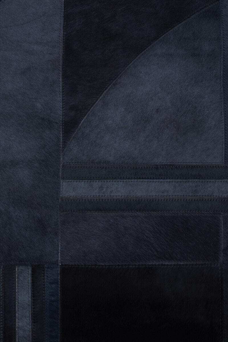 Hamilton Interiors Accessories Bosie Safira Large Deco Black And Grey Hair on Leather Rug House of Isabella UK