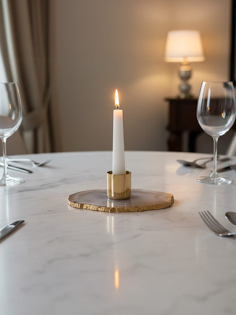 Hamilton Interiors Accessories Bowerbird Agata Grey Agate Candle Holder House of Isabella UK