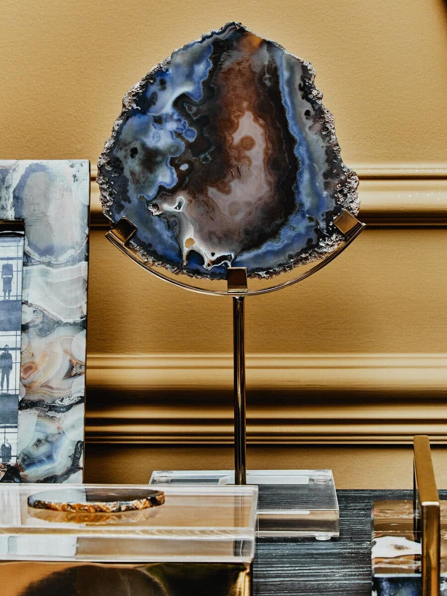 Hamilton Interiors Accessories Bowerbird Black And Gold Agate Sculpture House of Isabella UK