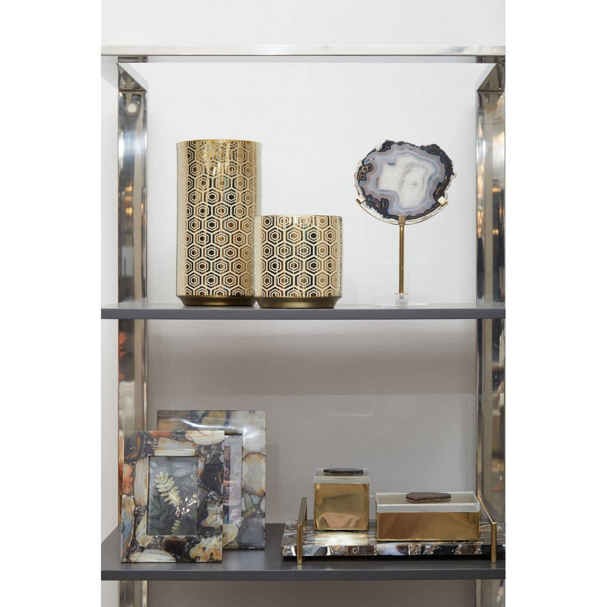 Hamilton Interiors Accessories Bowerbird Black And Gold Agate Sculpture House of Isabella UK