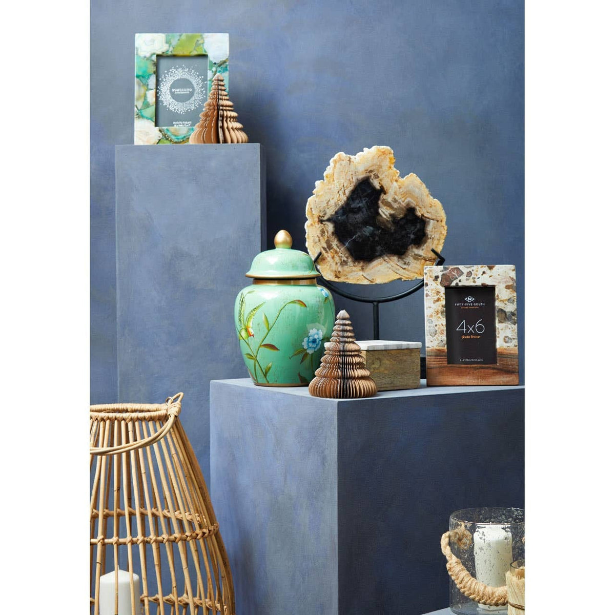 Hamilton Interiors Accessories Bowerbird Large Green Agate 5In X 7In Photo Frame House of Isabella UK