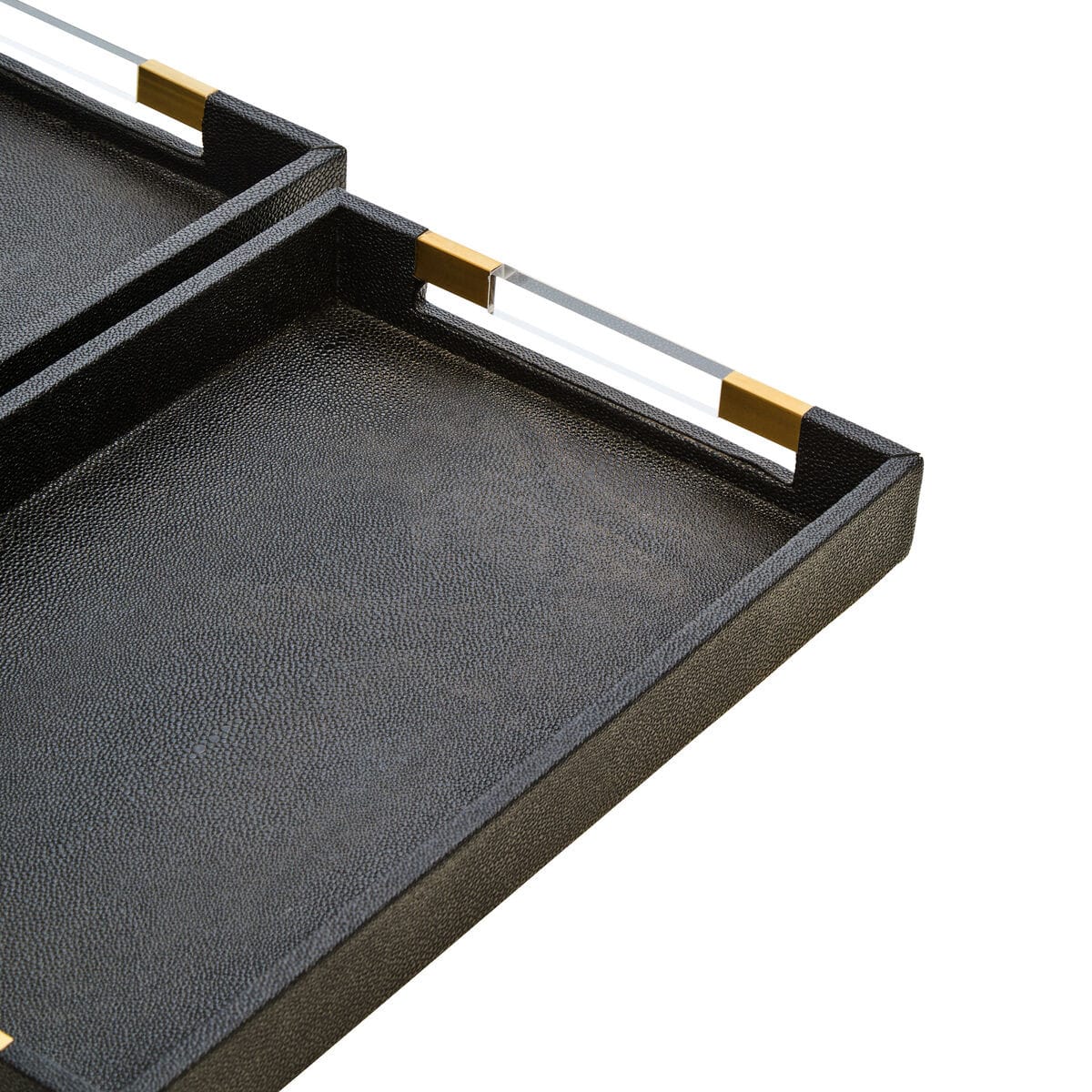 Hamilton Interiors Accessories Cardona Set Of Two Black Shagreen Effect Trays House of Isabella UK
