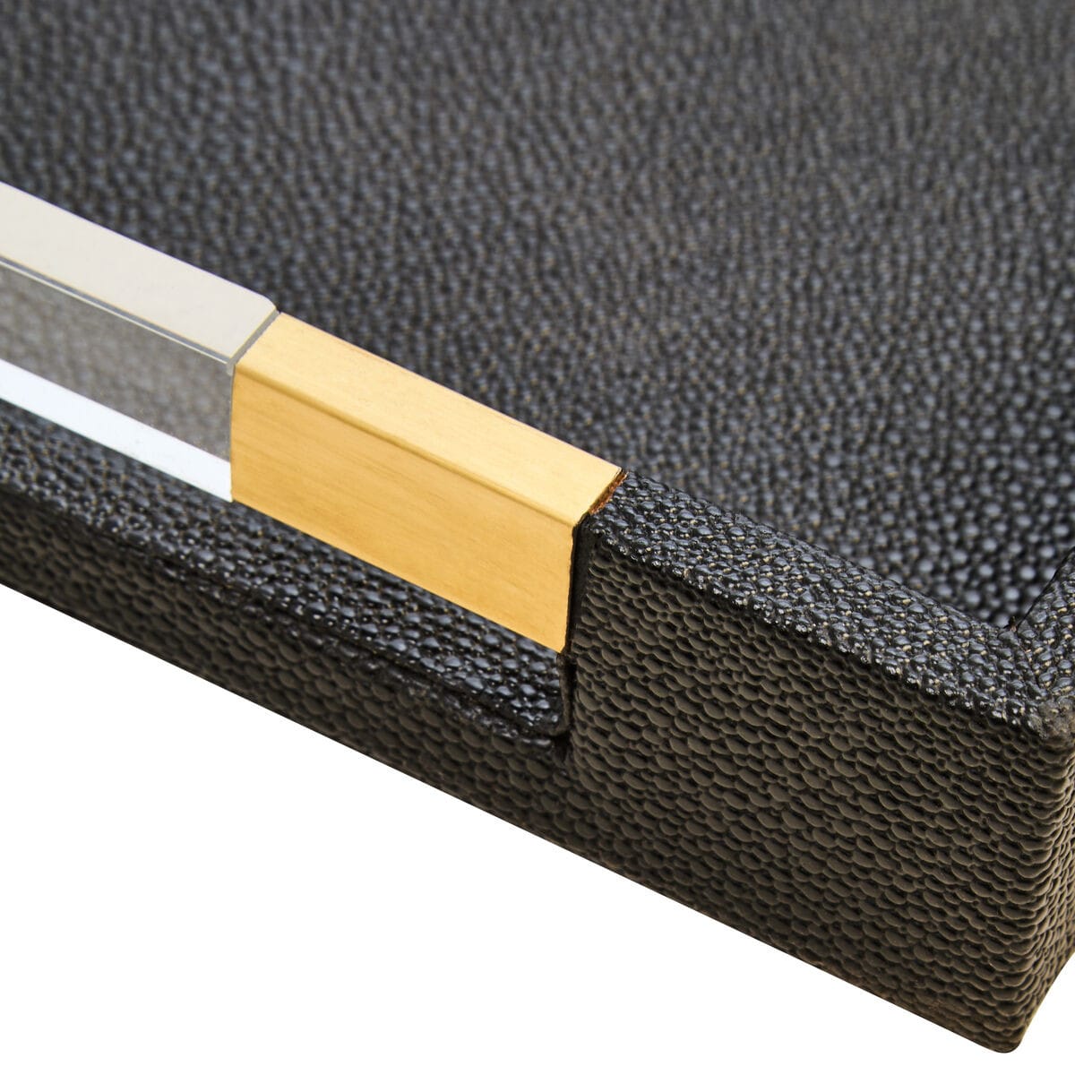 Hamilton Interiors Accessories Cardona Set Of Two Black Shagreen Effect Trays House of Isabella UK