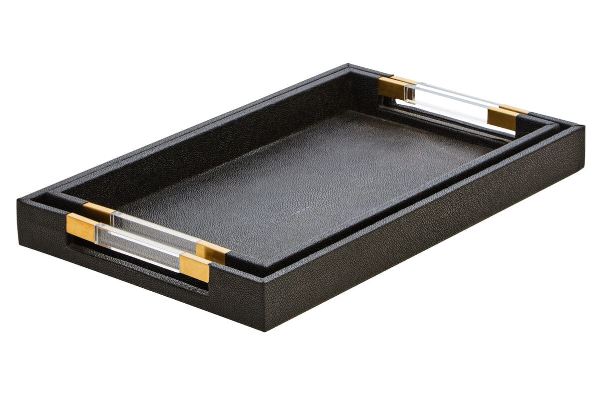 Hamilton Interiors Accessories Cardona Set Of Two Black Shagreen Effect Trays House of Isabella UK