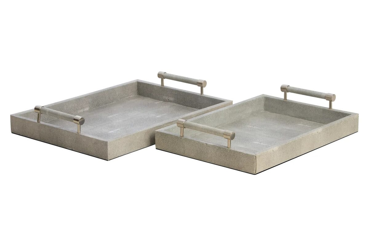 Hamilton Interiors Accessories Cardona Set of Two Grey Shagreen Effect Trays House of Isabella UK