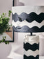 Hamilton Interiors Accessories Carta Black And White Curved Stripe Papier Mache Table Lamp House of Isabella UK