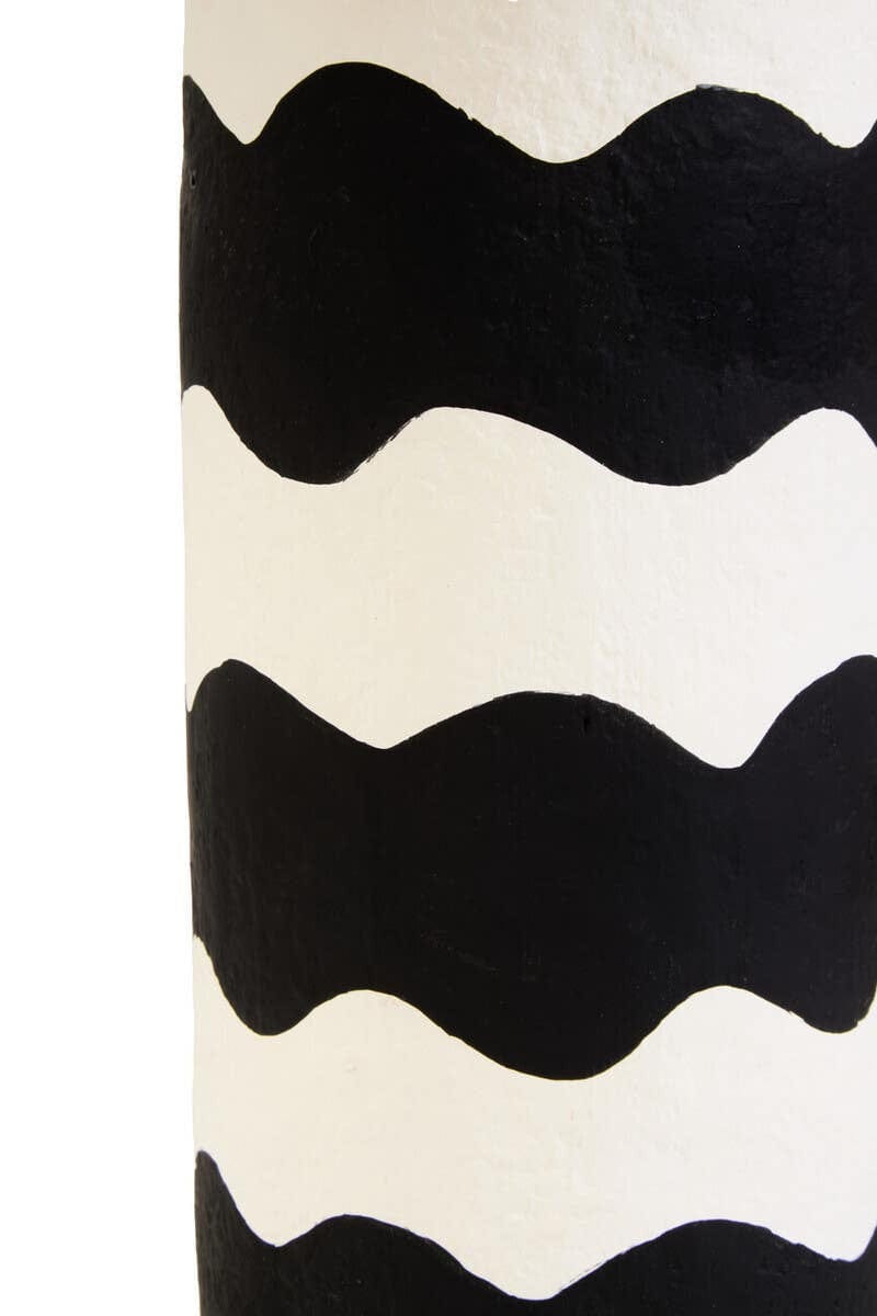Hamilton Interiors Accessories Carta Black And White Curved Stripe Papier Mache Table Lamp House of Isabella UK