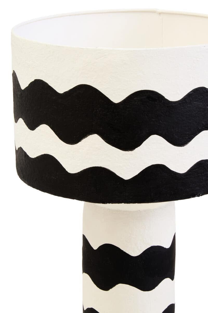 Hamilton Interiors Accessories Carta Black And White Curved Stripe Papier Mache Table Lamp House of Isabella UK