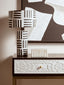 Hamilton Interiors Accessories Carta Black And White Papier Mache Table Lamp with Geometric Lines House of Isabella UK