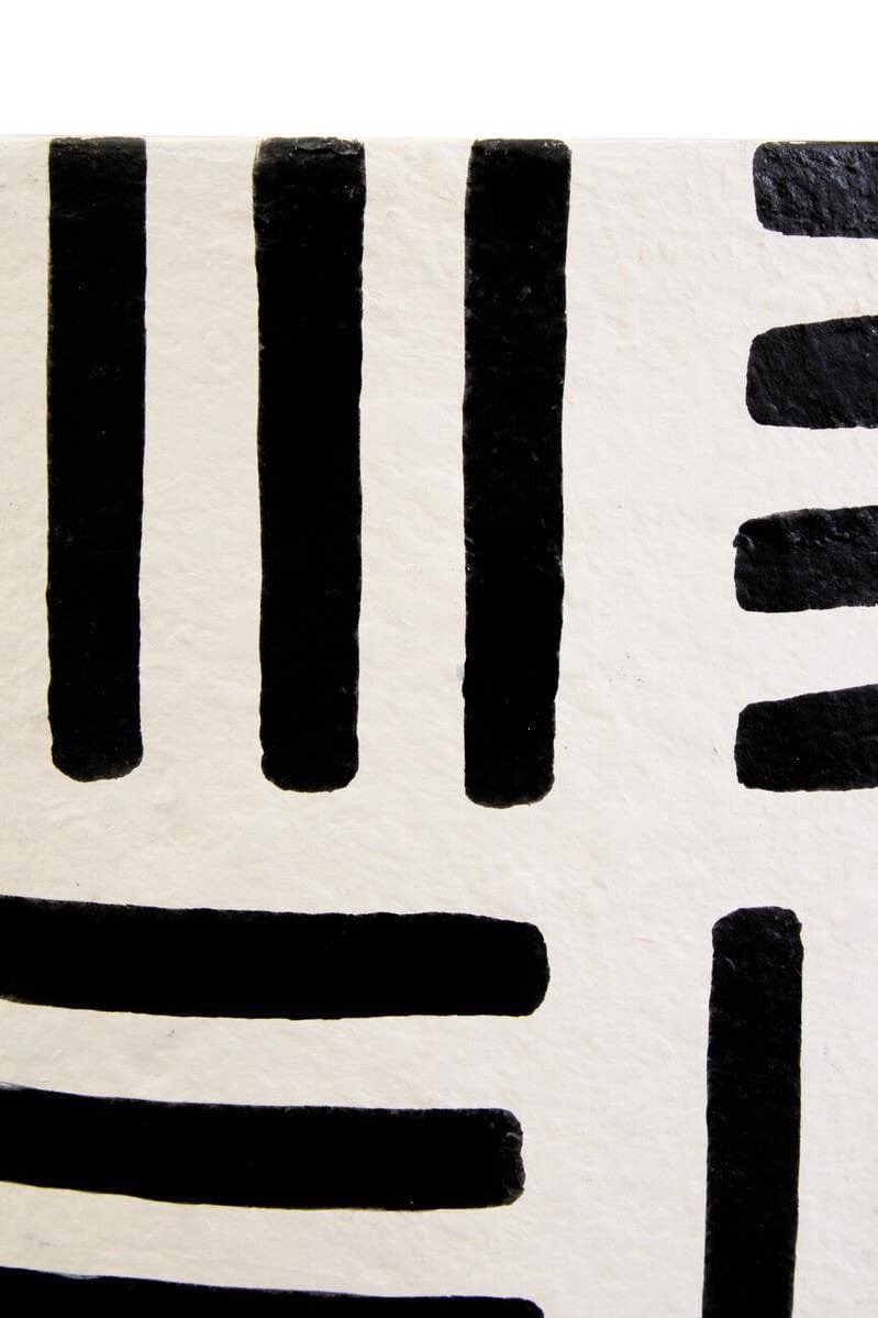 Hamilton Interiors Accessories Carta Black And White Papier Mache Table Lamp with Geometric Lines House of Isabella UK
