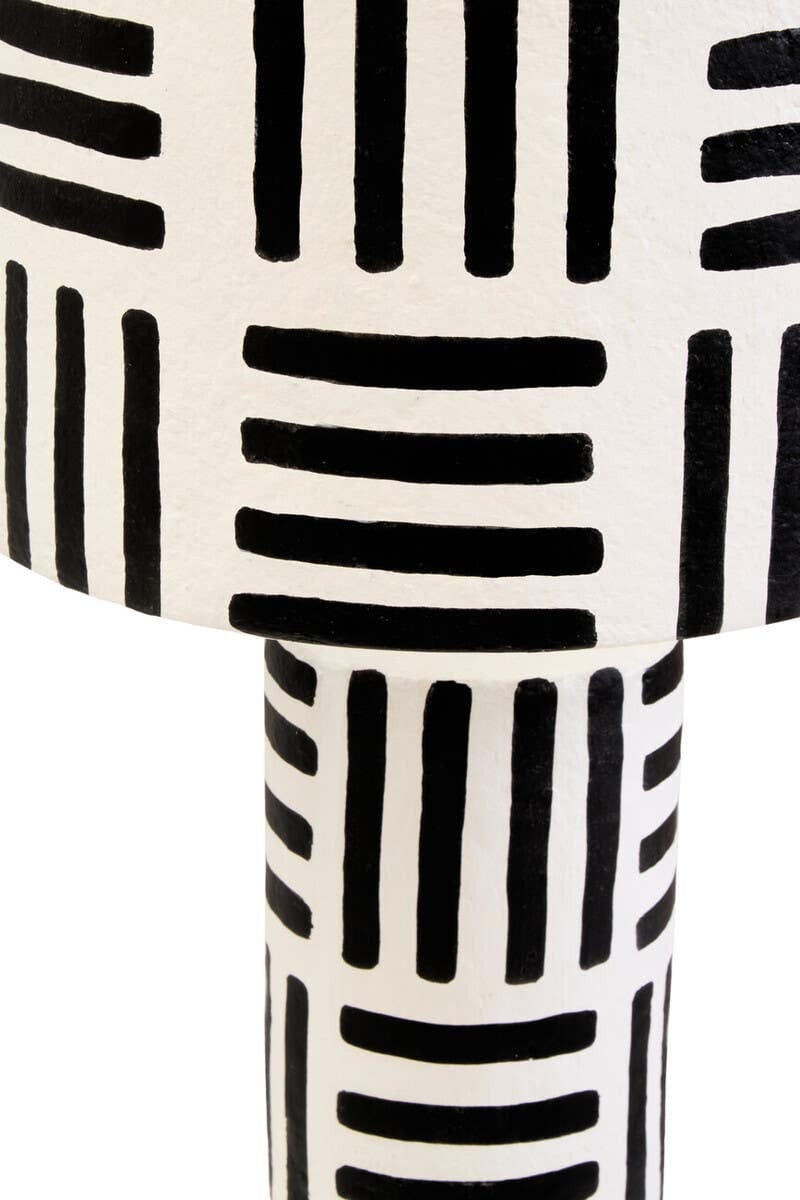 Hamilton Interiors Accessories Carta Black And White Papier Mache Table Lamp with Geometric Lines House of Isabella UK