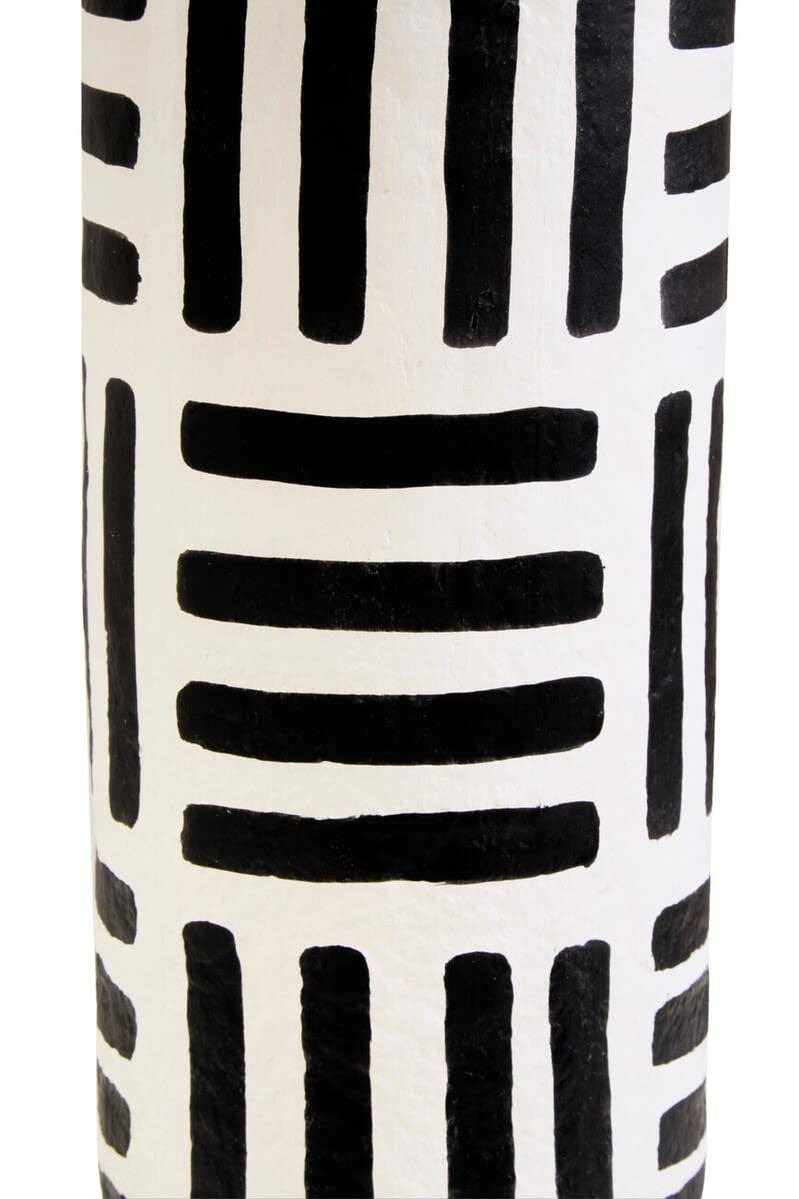 Hamilton Interiors Accessories Carta Black And White Papier Mache Table Lamp with Geometric Lines House of Isabella UK