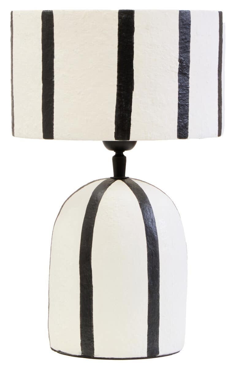 Hamilton Interiors Accessories Carta Black and White Stripe Papier Mache Table Lamp House of Isabella UK