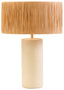 Hamilton Interiors Accessories Carta Natural Papier Mache Table Lamp With Natural Raffia Shade House of Isabella UK