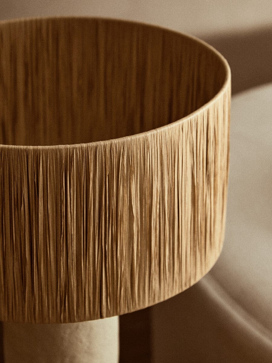 Hamilton Interiors Accessories Carta Natural Papier Mache Table Lamp With Natural Raffia Shade House of Isabella UK